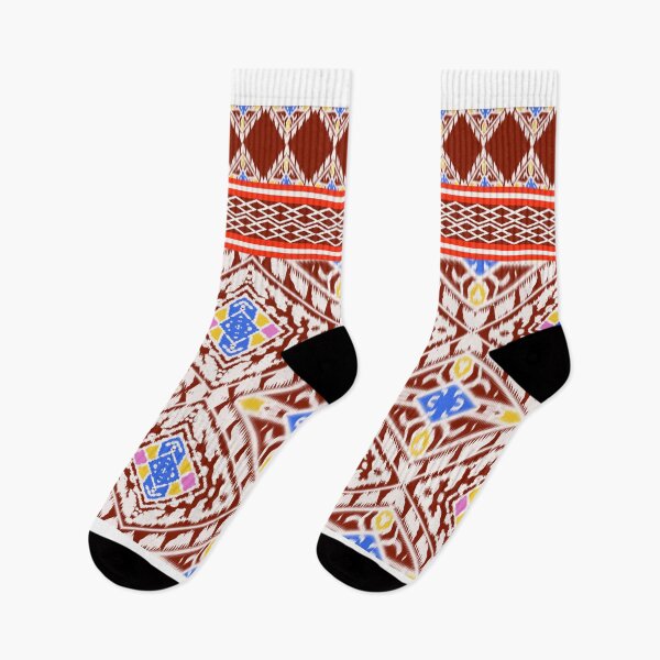 Item preview, Geometric ikat pattern striped seamless on red background designed and sold by NarongStocker37.