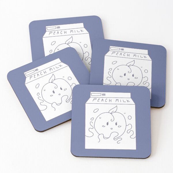 Item preview, Simple peach milk cartoon illustration in blue designed and sold by Polly-Peach.