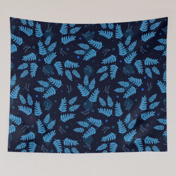 Item preview, Scandinavian blue leaves pattern  designed and sold by HofTao.