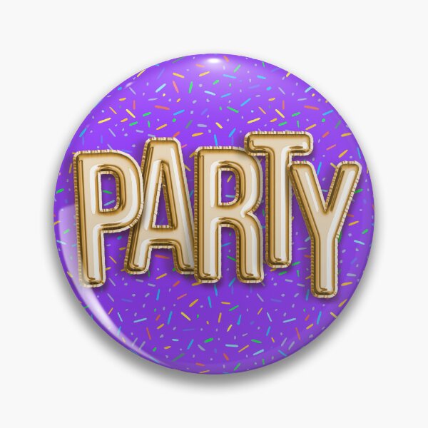 Item preview, Party in Gold Foil Balloon Letters on Purple Confetti Background designed and sold by DesignGranny.