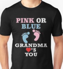 Pink Or Blue Grandma Loves You Baby Shower Heart Gender Reveal Party Mens Womens T Shirt You Baby Shower Gender Reveal Party Mens Womens T Shirt Funny Cute Gift Unisex T-Shirt