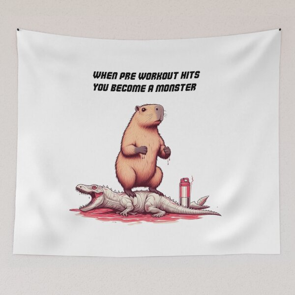 Item preview, When Pre Workout Hits: Muscle Capybara designed and sold by LemuellTrends.
