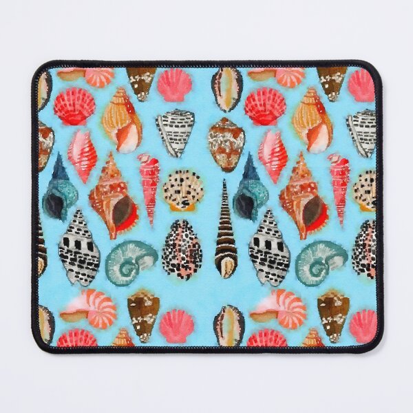 Item preview, Watercolor seashells on blue designed and sold by SophieClimaArt.