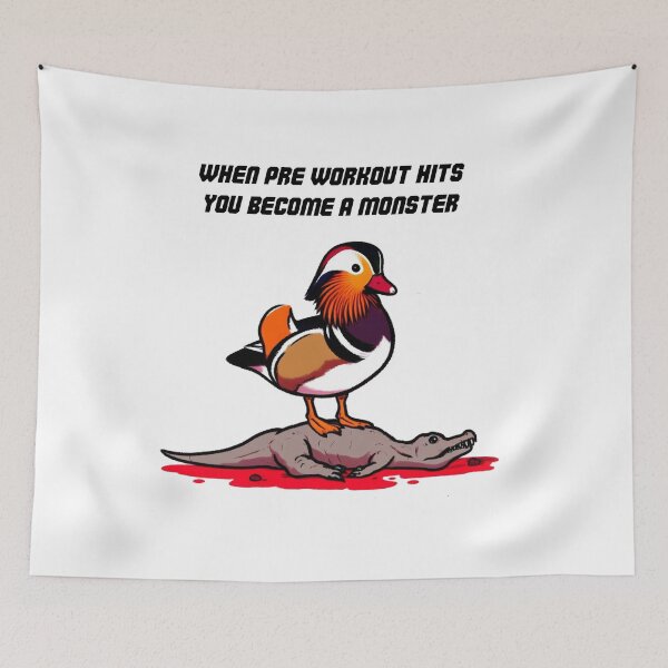 Item preview, When Pre Workout Hits: Muscle Mandarin Duck designed and sold by LemuellTrends.