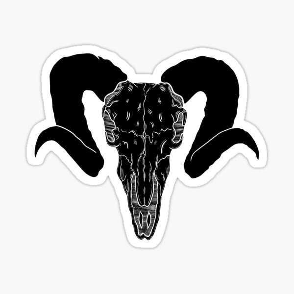 Item preview, Ram Skull Black And White Design designed and sold by SillyGooseArts.