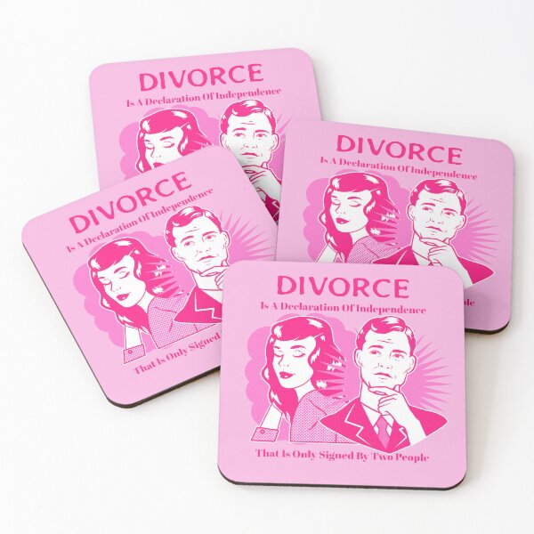 Item preview, “Divorce Is A Declaration Of Independence That Is Only Signed By Two People” Comic Strip Style Couple In Pink designed and sold by TickleSharkDsg.