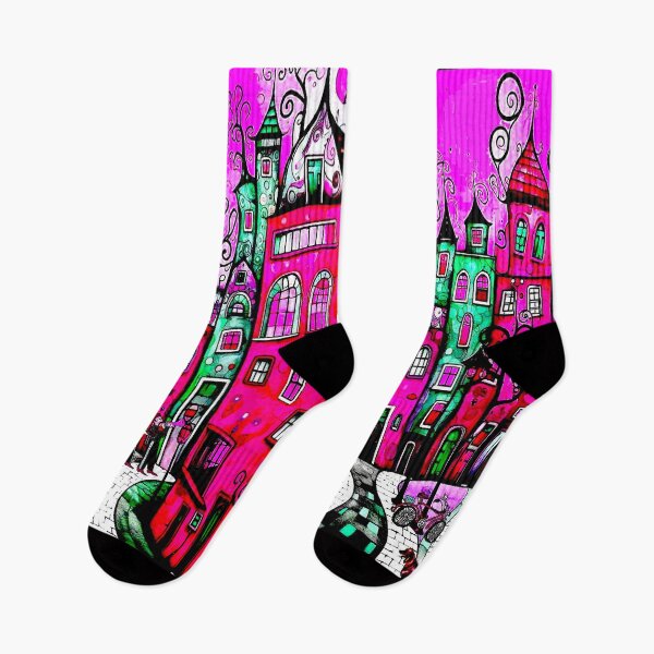 Item preview, Fantasy Musical Mythical Abstract Animation Town Print designed and sold by posterbobs.
