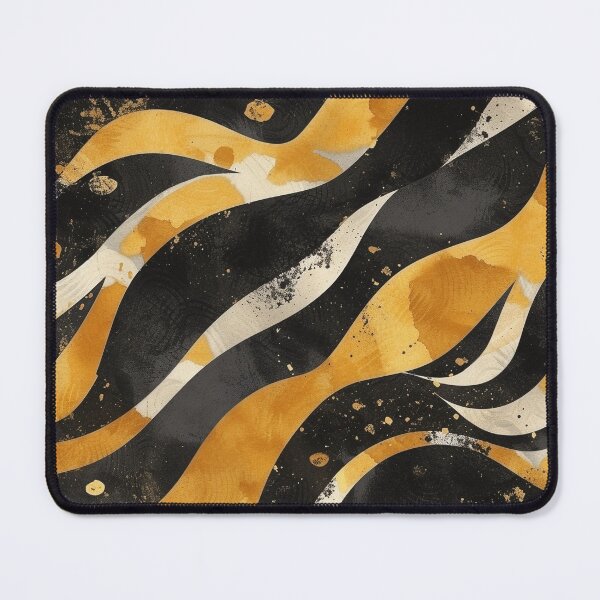 Item preview, Wavy Watercolor Yellow and Black Batik Pattern designed and sold by HausKatz.