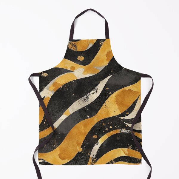 Item preview, Wavy Watercolor Yellow and Black Batik Pattern designed and sold by HausKatz.