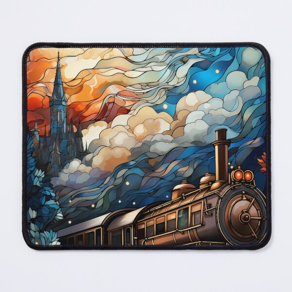 Item preview, Train color sunset art painting gift for him wall art decor, gift for her, landscape art designed and sold by Rockwpapart.