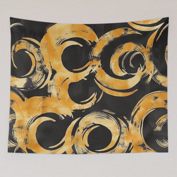 Item preview, Watercolor Circles - Yellow and Black Batik Pattern designed and sold by HausKatz.