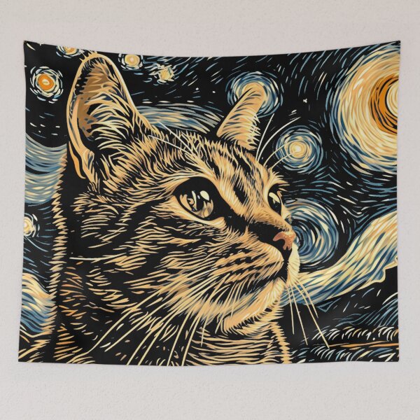 Item preview, Starry night Cat Van gogh designed and sold by Vangoholic.