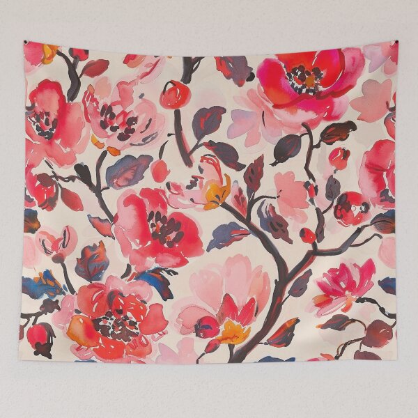 Item preview, Pink and Red Floral Batik Pattern 2 designed and sold by HausKatz.