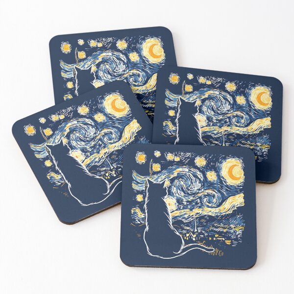 Item preview, Starry Night Cat Van gogh Inspired Painting designed and sold by Vangoholic.