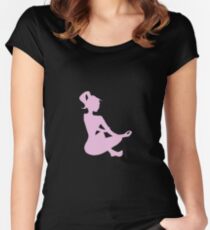 Silhouette of a women sitting Women's Fitted Scoop T-Shirt