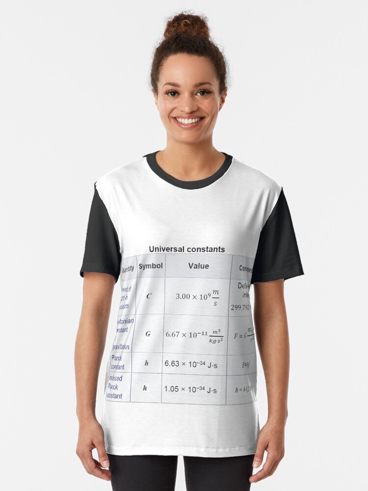 Alternate view of #Physics #Universal #Constants: Speed of #Light in Vacuum, Newtonian Constant of Gravitation, Planck Constant Graphic T-Shirt