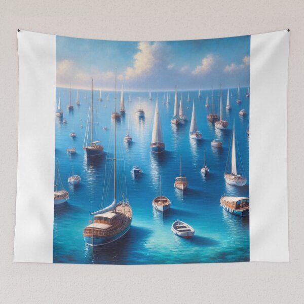 Item preview, Serene Marina Sailing Boats Scene designed and sold by mymagicstoreus.
