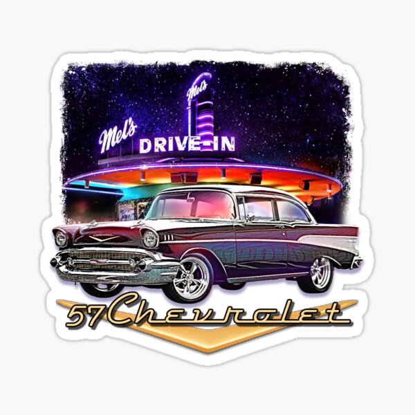 1957 Chevy Vintage Muscle Car Hot Rod Artwork Sticker