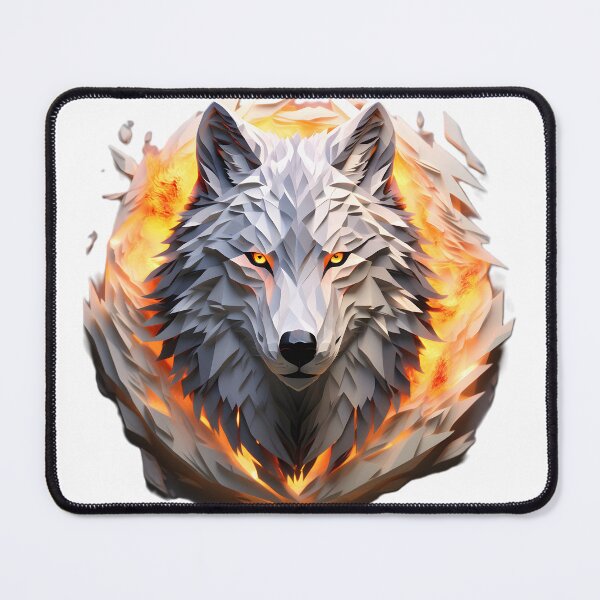 Item preview, polygon wolf in flames designed and sold by Cardsurveyors.