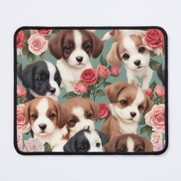 Item preview, Cute Puppies Love Roses designed and sold by BotunPeony.
