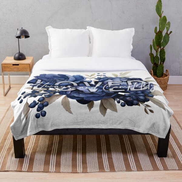 Aperçu de l'œuvre J'AIME toujours et complètement le design floral bleu créée et vendue par GoKindCreations.