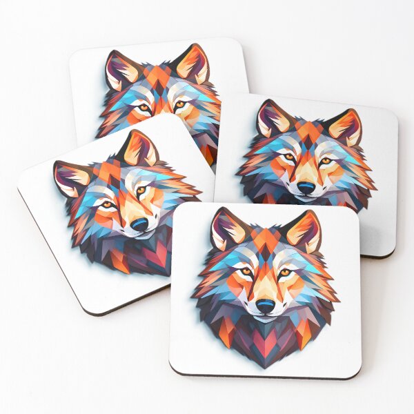 Item preview, geometric wolf designed and sold by Cardsurveyors.