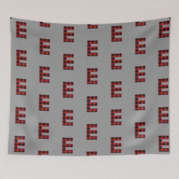 Item preview, Letter "E" - Red/Black Plaid Buffalo Flannel T-Shirt designed and sold by TrendyMerch.