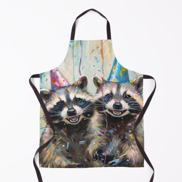 Item preview, Raccoon Duo with Party Hats and Confetti in vibrant painted style designed and sold by OddCorro.