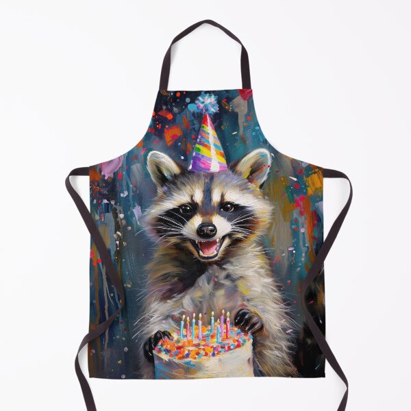 Item preview, Happy Raccoon with Birthday Cake and Party Hat in painted style designed and sold by OddCorro.