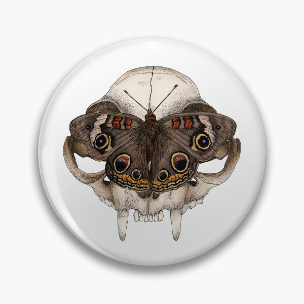 Item preview, Buckeye Butterfly on a Cat Skull designed and sold by Moon Dog Art.