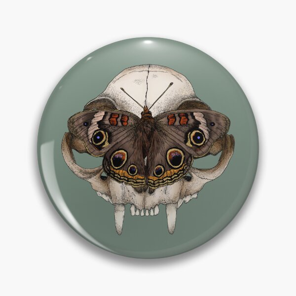 Item preview, Buckeye Butterfly on a Cat Skull designed and sold by Moon Dog Art.