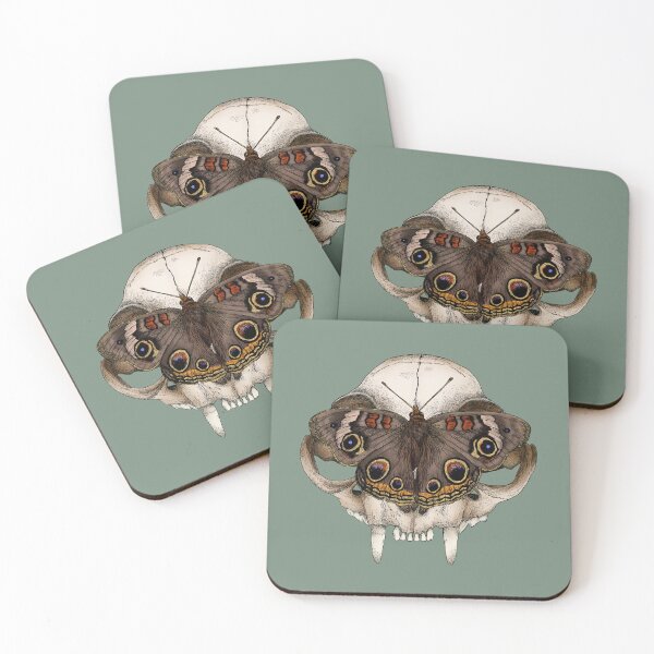 Item preview, Buckeye Butterfly on a Cat Skull designed and sold by Moon Dog Art.
