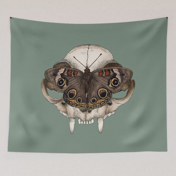 Item preview, Buckeye Butterfly on a Cat Skull designed and sold by Moon Dog Art.