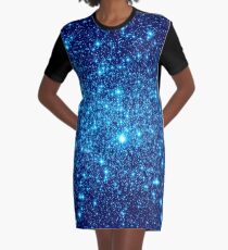 Vivid Blue Galaxy Sparkle Sterne T-Shirt Kleid
