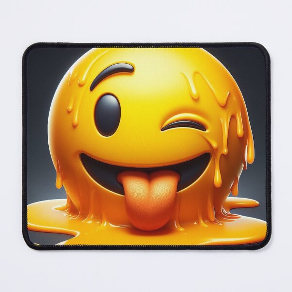 Item preview, Yellow Melting Emoji Winking with a Black Background designed and sold by shanblue6.