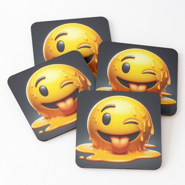 Item preview, Yellow Melting Emoji Winking with a Black Background designed and sold by shanblue6.