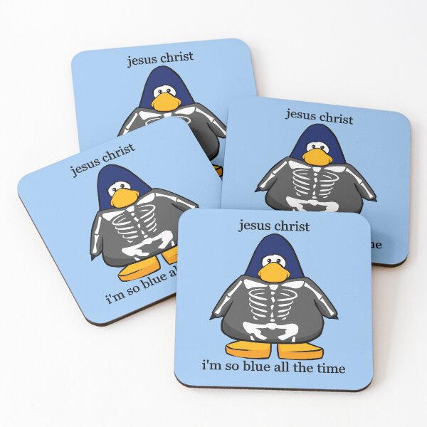 Item preview, phoebe bridgers funeral club penguin skeleton "jesus christ im so blue all the time" !! designed and sold by bbboboo.