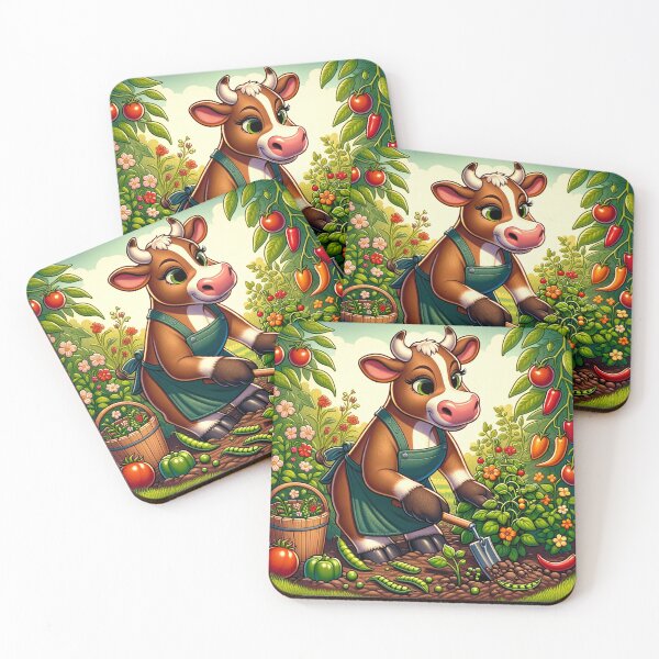 Item preview, Brown swiss planting vegetables.  designed and sold by Moo-larious Creations From Down Udder.