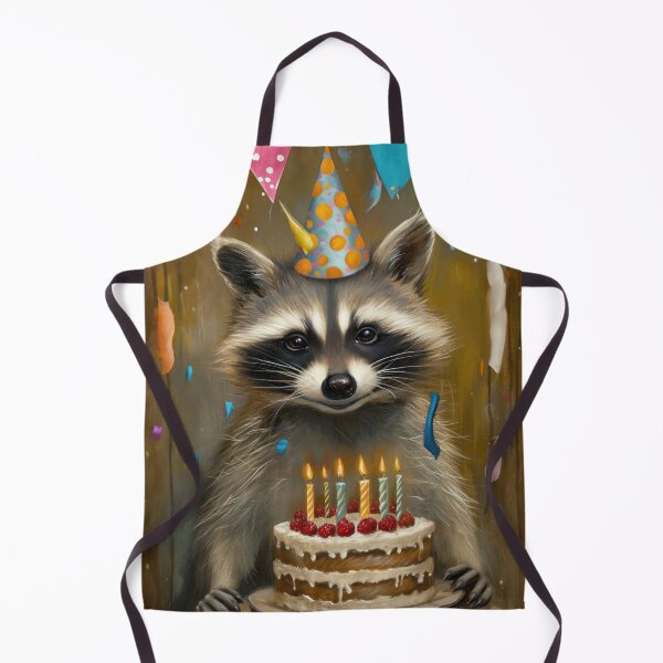 Item preview, Raccoon with Birthday Cake and Party Hat in classic painted style designed and sold by OddCorro.