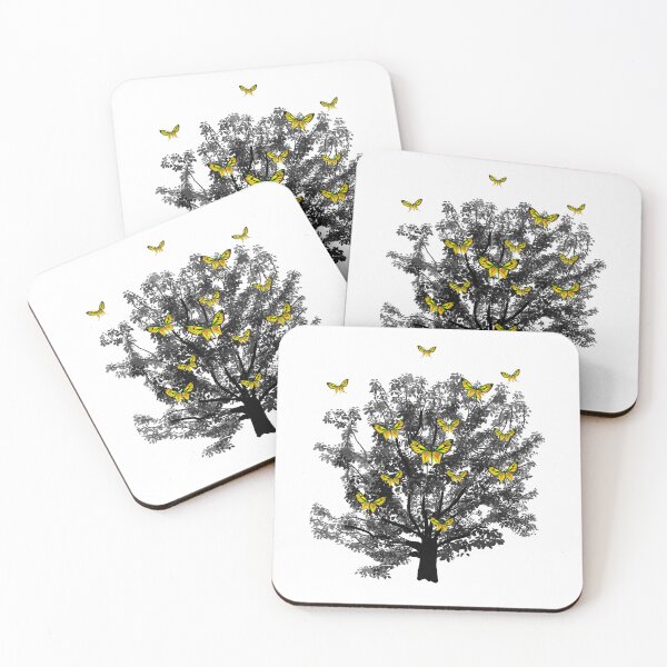 Item preview, Yellow Butterflies in Silhouette Tree designed and sold by ArtAndBliss.