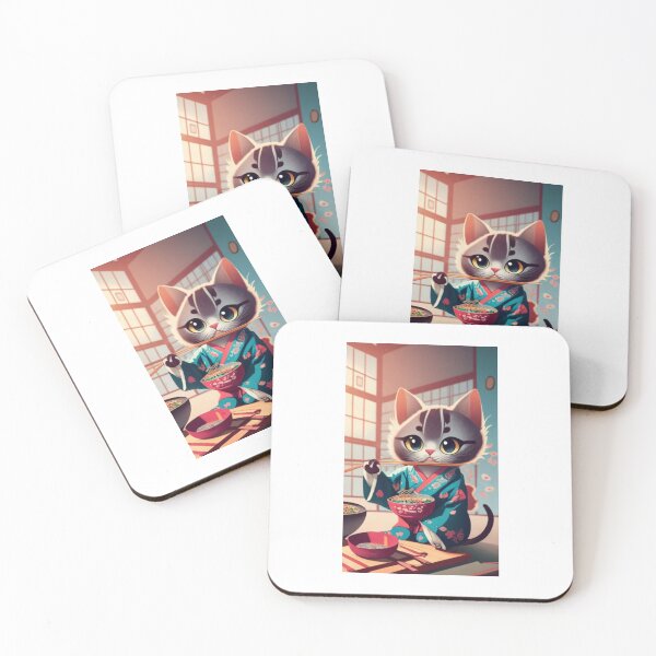 Item preview, biocolor cat eat ramen v27 designed and sold by FenwickDesign99.