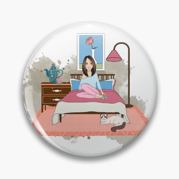 Item preview, Girl at Home sitting on her bed in her bedroom designed and sold by DesignJiggy.