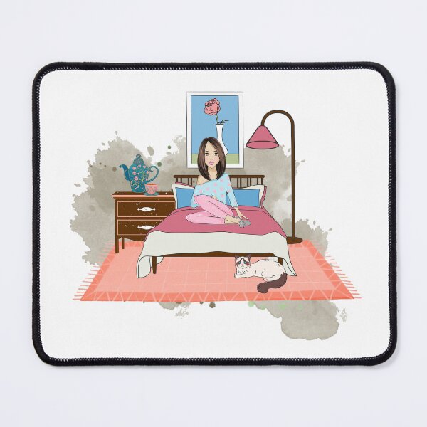 Item preview, Girl at Home sitting on her bed in her bedroom designed and sold by DesignJiggy.