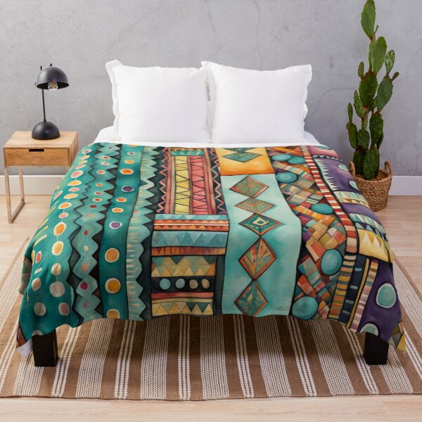 Item preview, Traditional Kilim Pattern, Ethnic Geometric Abstract Scandinavian Design in Watercolor - Tribal, Batik, Indian & Aztec Vintage Pattern,  designed and sold by MyArt23.