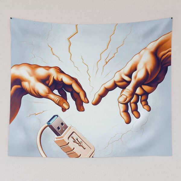 Item preview, The Creation of Connection - Tech Parody Art designed and sold by FIYARO.