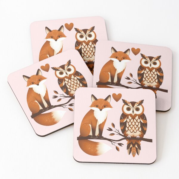 Item preview, Cute Fox and owl Day and night couple love each other valentine day  designed and sold by Animalpetslover.