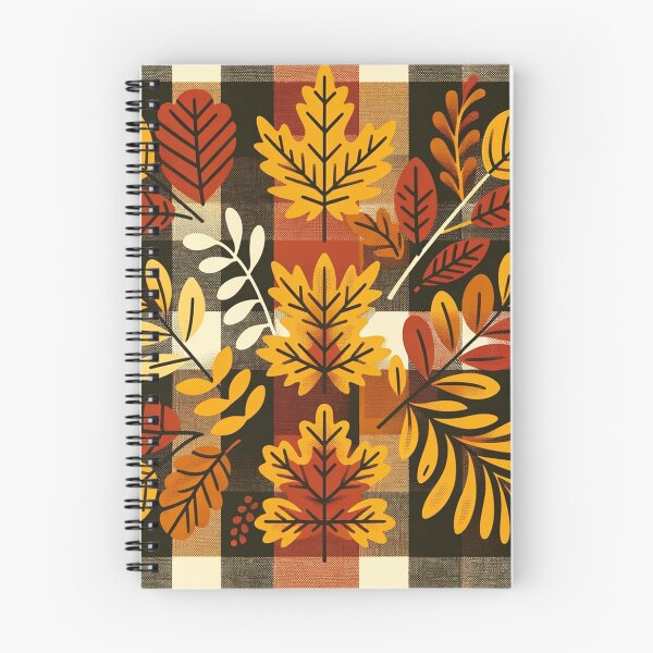 Item preview, Autumn Colored Checkered Print Pattern With Fall Leaves designed and sold by PinUpPizzazz.