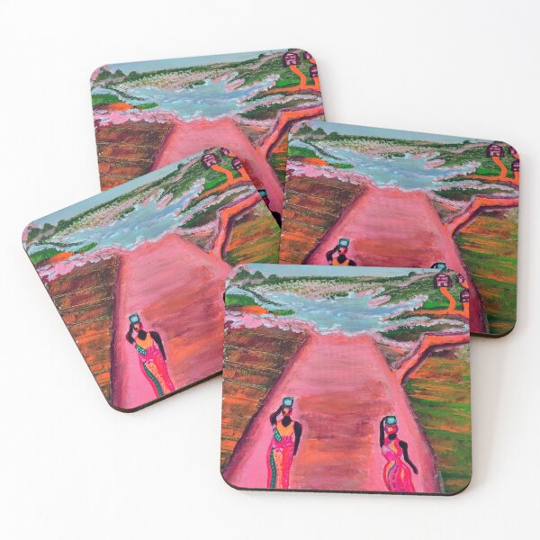Item preview, A Touch of paradise, artwork of African Ladies walking towards the water in the country designed and sold by ARTiculateVIBES.