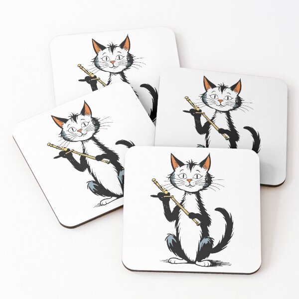 Item preview, Cat Musician, Cartoon Kitty, Flute Feline designed and sold by cutenesss.