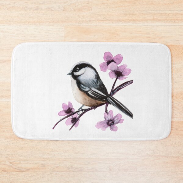 Item preview, Chickadee bird and cherry blossoms watercolour painting designed and sold by Funsize-Art.